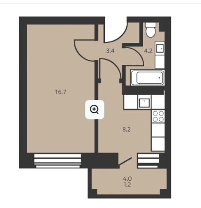 Продаётся 1-комнатная квартира, 32.3 м²