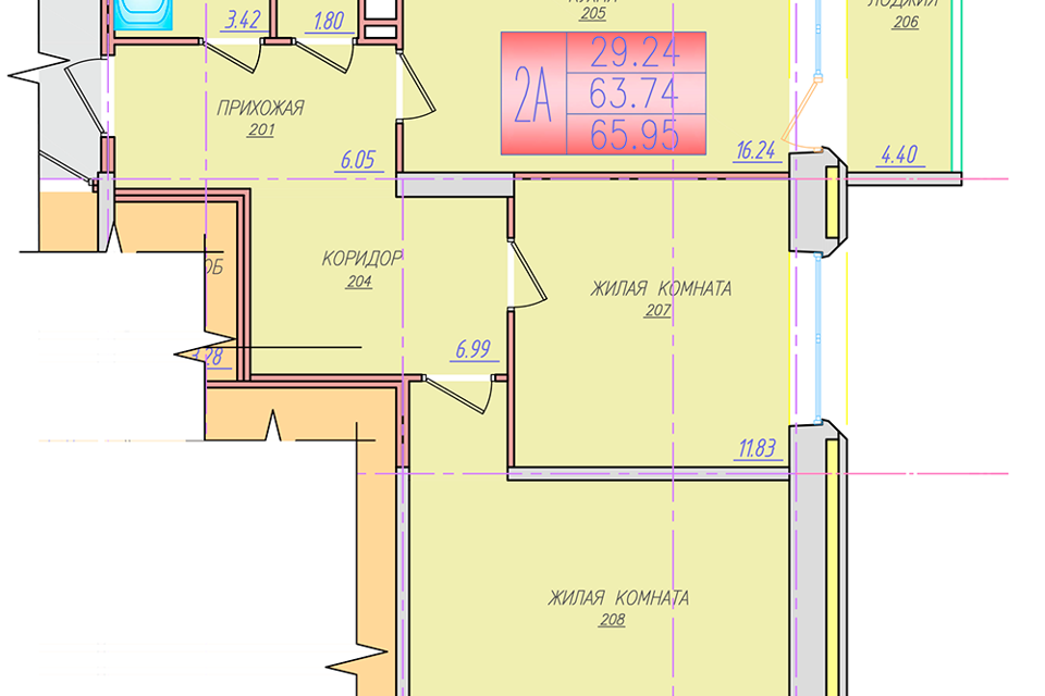 Продаётся 2-комнатная квартира, 66 м²