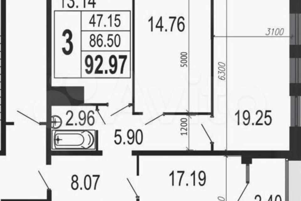 Продаётся 3-комнатная квартира, 86 м²