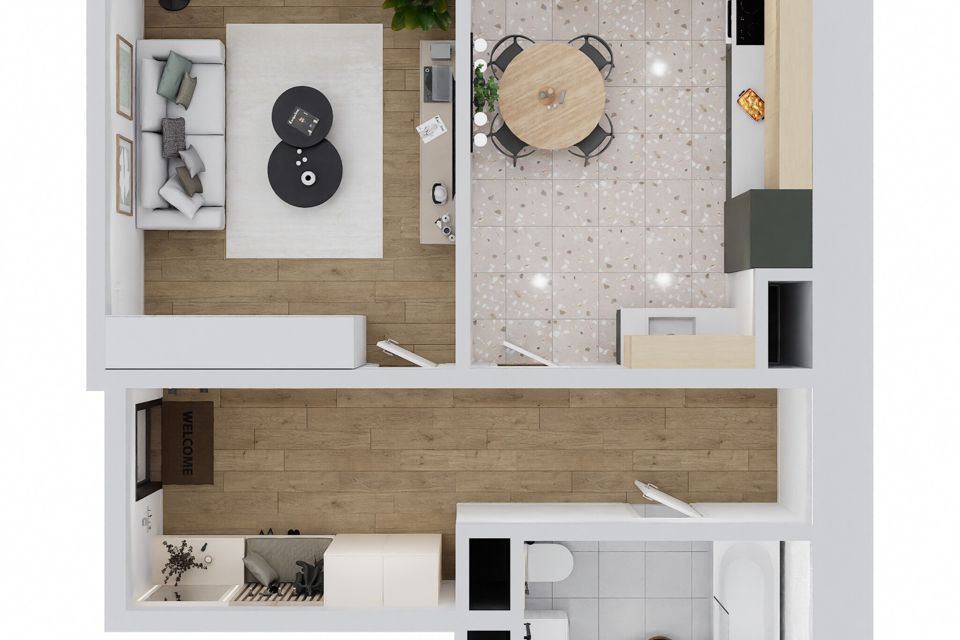 Продаётся 1-комнатная квартира, 44.5 м²