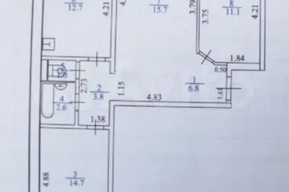 Продаётся 3-комнатная квартира, 72 м²