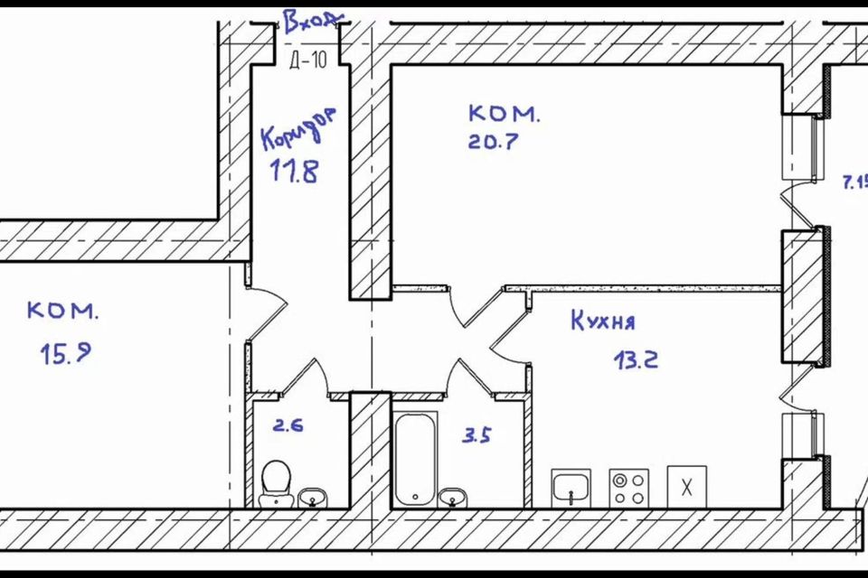 Продаётся 2-комнатная квартира, 68.1 м²