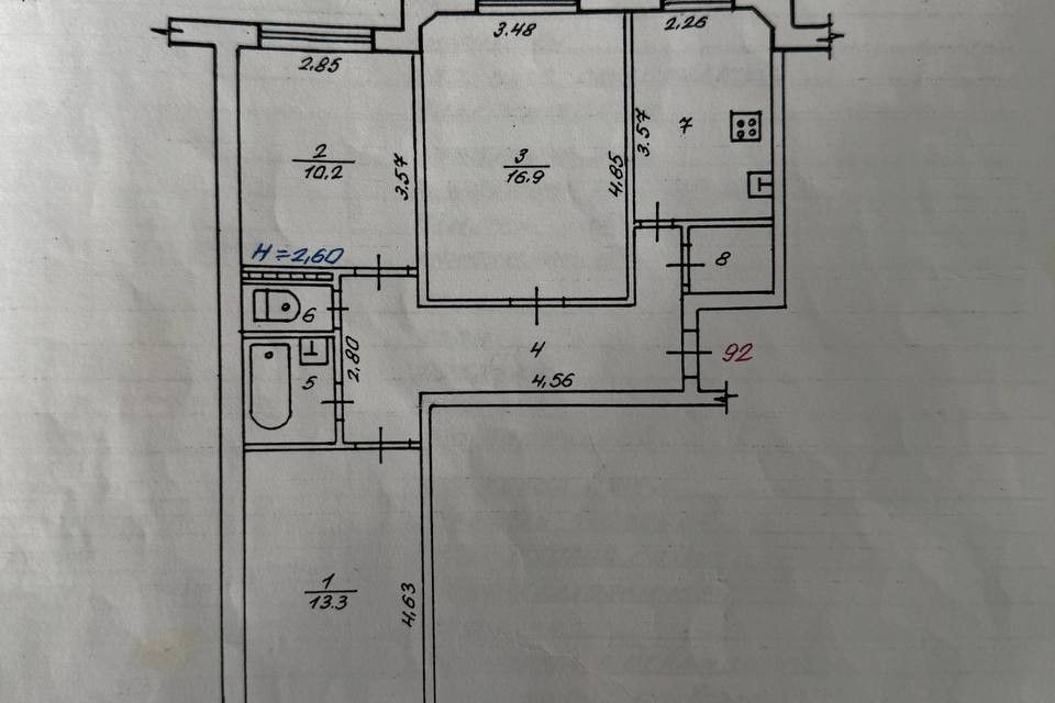 Продаётся 3-комнатная квартира, 65 м²