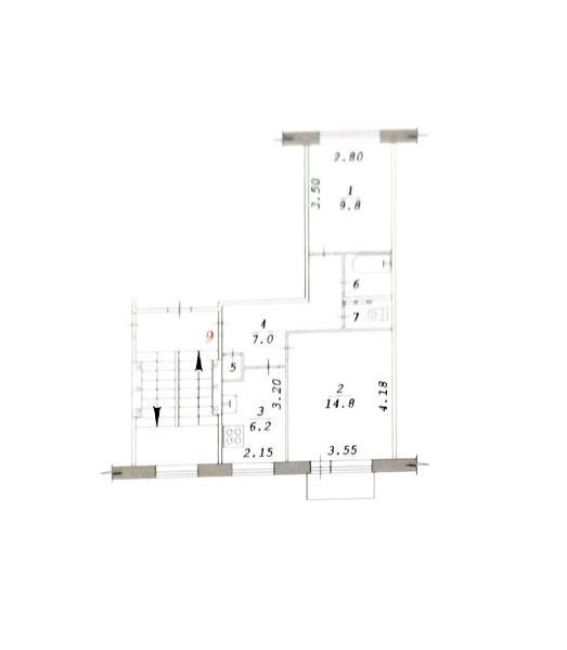 Продаётся 2-комнатная квартира, 42.4 м²