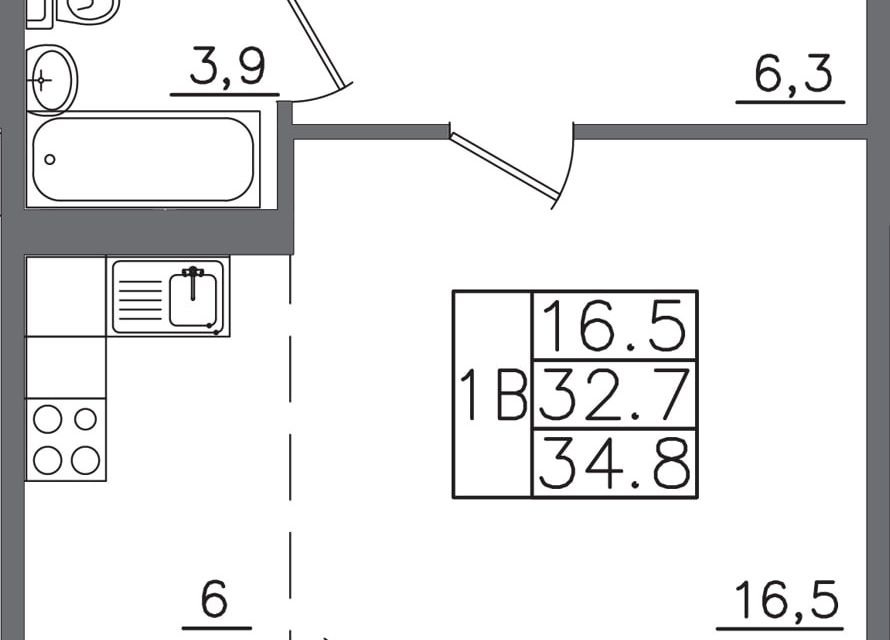 Продаётся 1-комнатная квартира, 34.8 м²