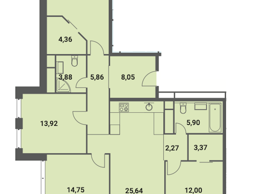 Продаётся 4-комнатная квартира, 118.7 м²