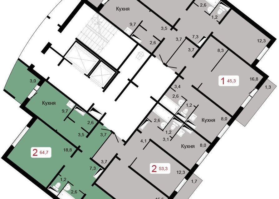 Продаётся 2-комнатная квартира, 67 м²