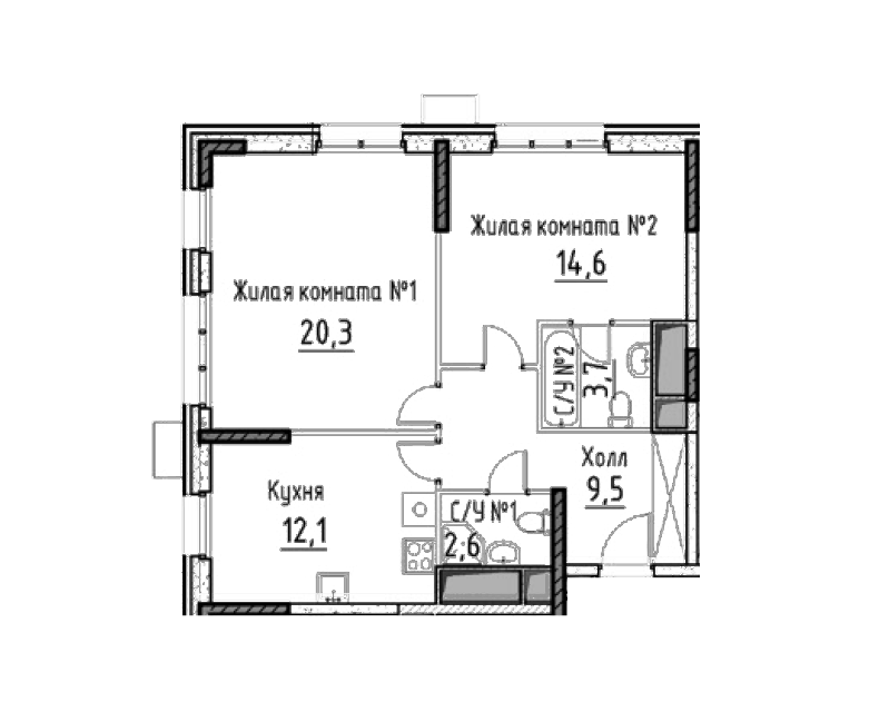 Продаётся 2-комнатная квартира, 62.8 м²