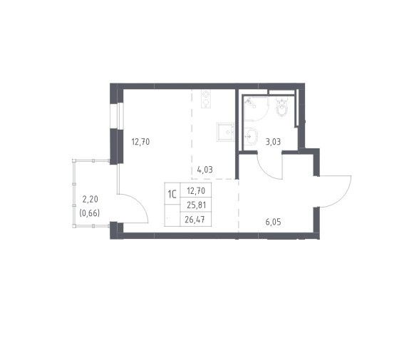 Продаётся студия, 26.47 м²