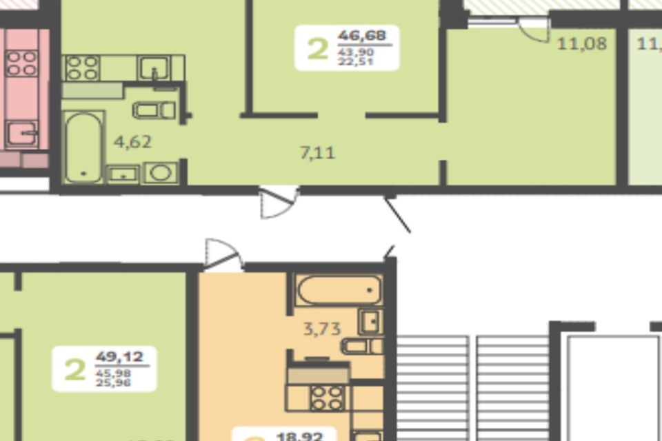 Продаётся 2-комнатная квартира, 43.9 м²