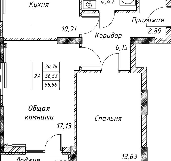 Продаётся 2-комнатная квартира, 56.53 м²