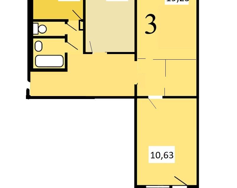 Продаётся 3-комнатная квартира, 58.8 м²