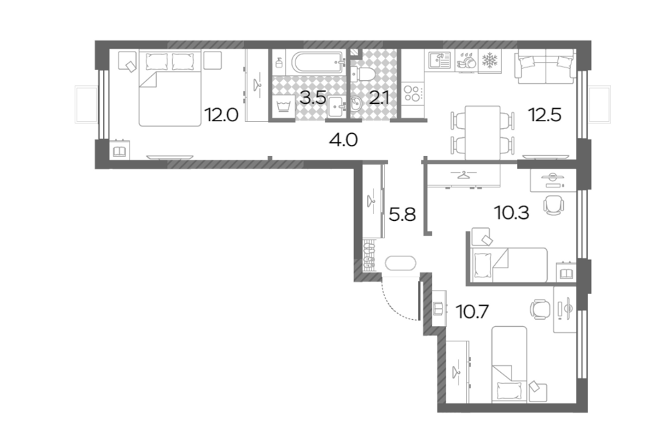 Продаётся 3-комнатная квартира, 60.9 м²