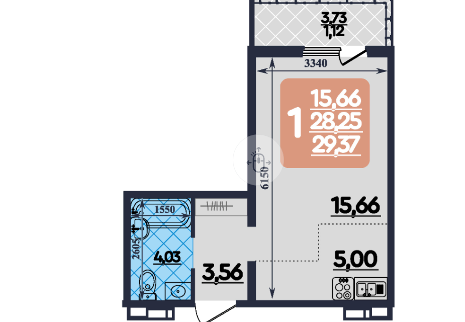 Продаётся студия, 30 м²