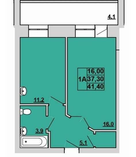 Продаётся 1-комнатная квартира, 37.8 м²
