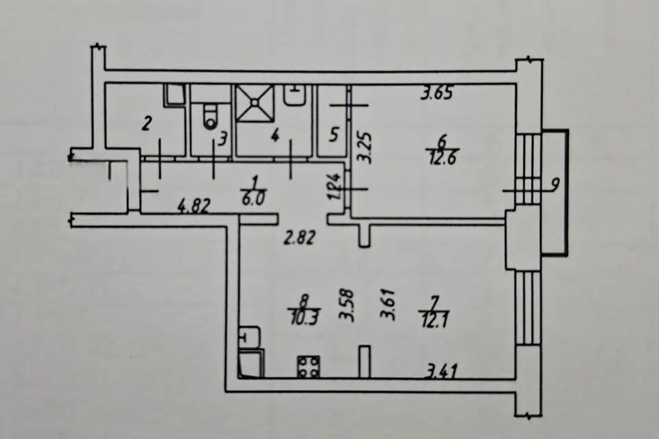 Продаётся 2-комнатная квартира, 49.6 м²