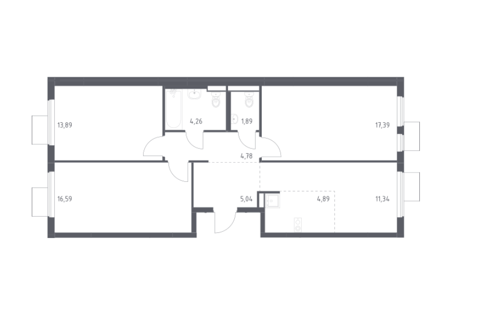 Продаётся 3-комнатная квартира, 80.1 м²