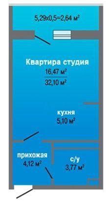 Продаётся студия, 34.2 м²