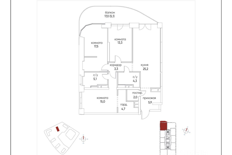 Продаётся 3-комнатная квартира, 1133 м²