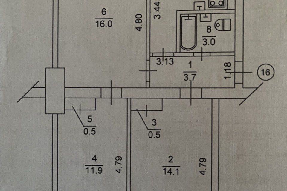 Продаётся 3-комнатная квартира, 57.1 м²