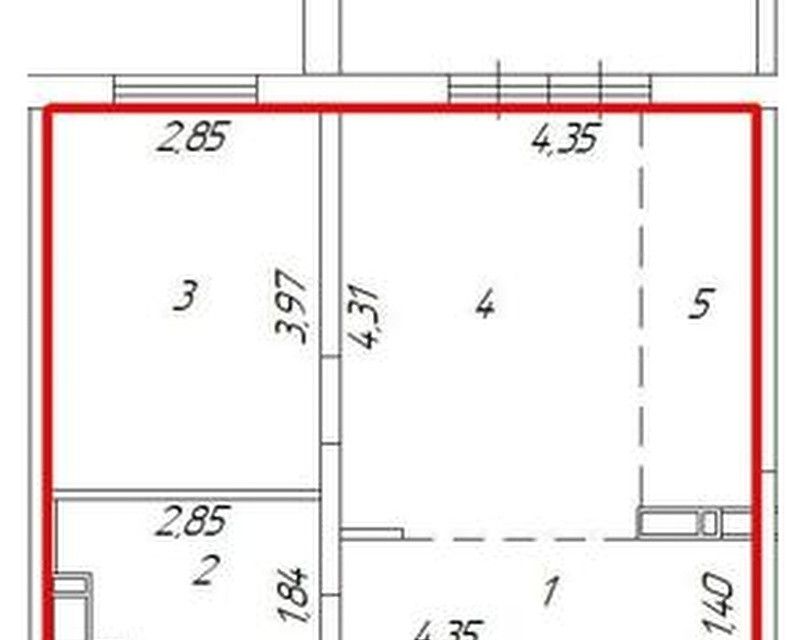 Продаётся 1-комнатная квартира, 43.34 м²