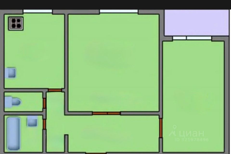 Продаётся 2-комнатная квартира, 52.6 м²