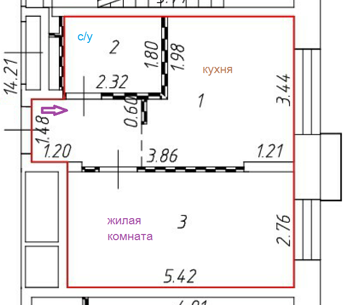 Продаётся 1-комнатная квартира, 34.9 м²