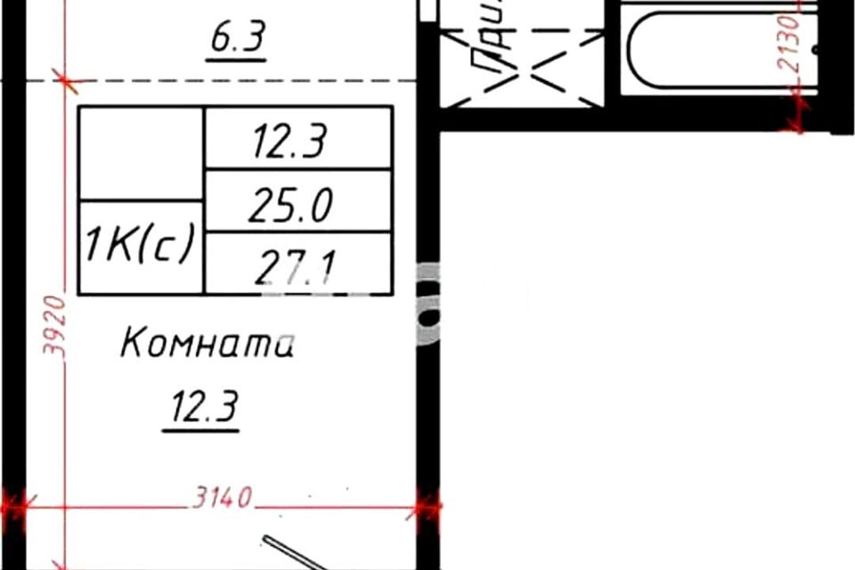 Продаётся студия, 27.1 м²