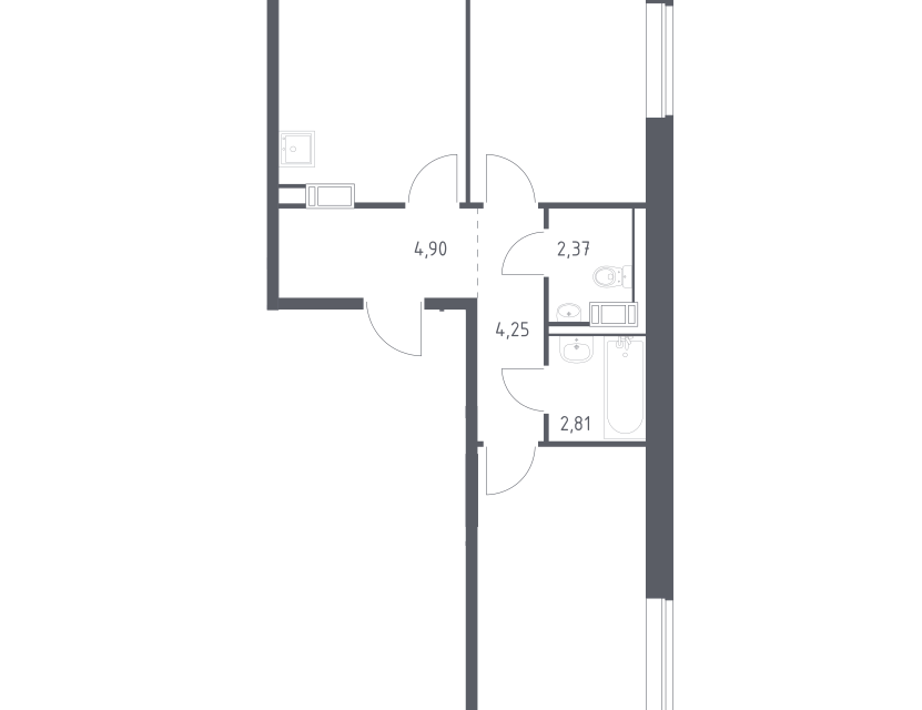 Продаётся 2-комнатная квартира, 56.72 м²