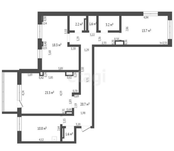 Продаётся 3-комнатная квартира, 95.4 м²