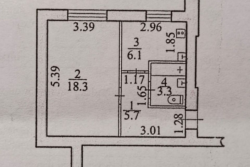 Продаётся 1-комнатная квартира, 33.4 м²