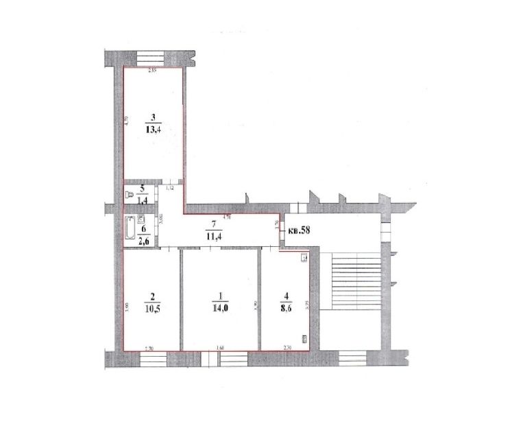 Продаётся 3-комнатная квартира, 61.9 м²