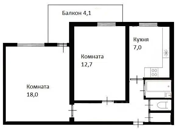 Продаётся 2-комнатная квартира, 49.2 м²