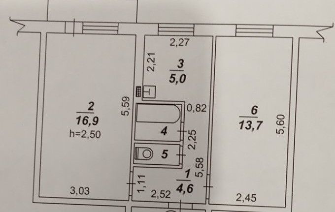 Продаётся 2-комнатная квартира, 43.5 м²