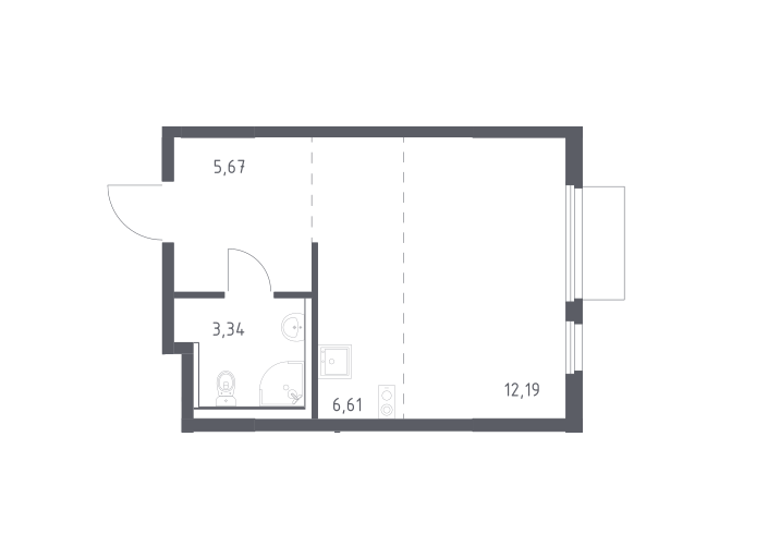 Продаётся студия, 27.81 м²