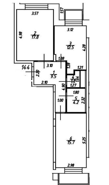 Продаётся 2-комнатная квартира, 61.5 м²