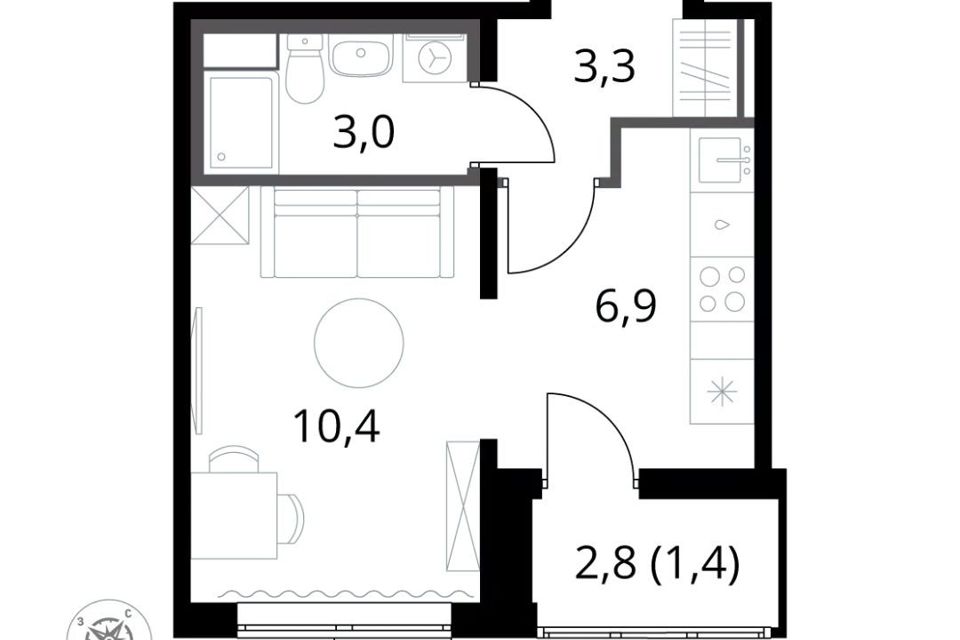 Продаётся 1-комнатная квартира, 25 м²
