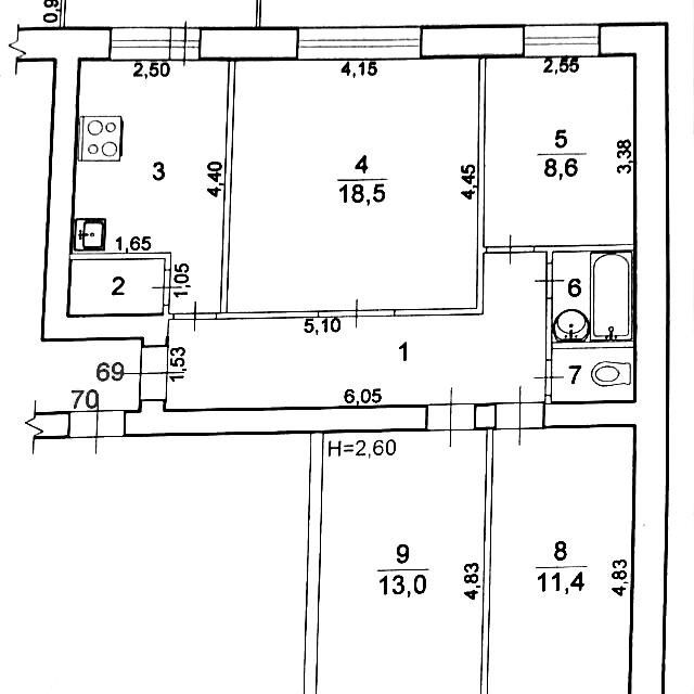 Продаётся 4-комнатная квартира, 76.6 м²