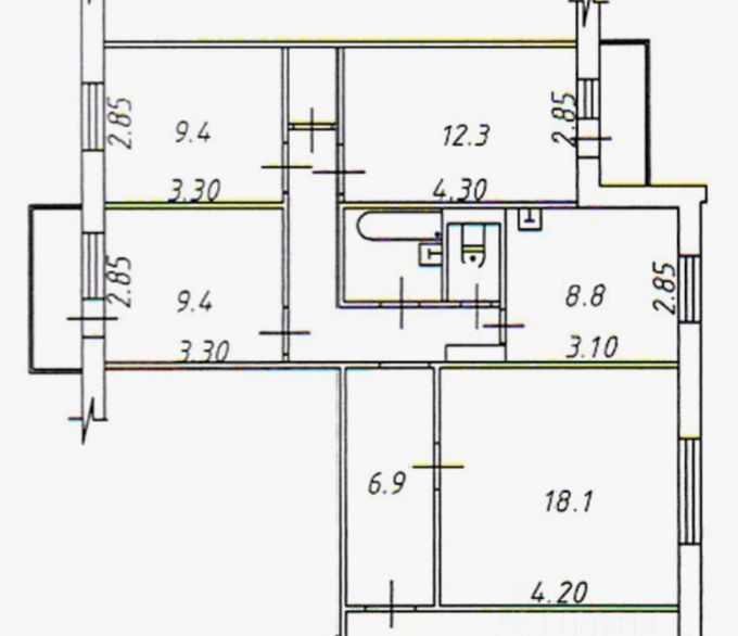 Продаётся 4-комнатная квартира, 78.2 м²