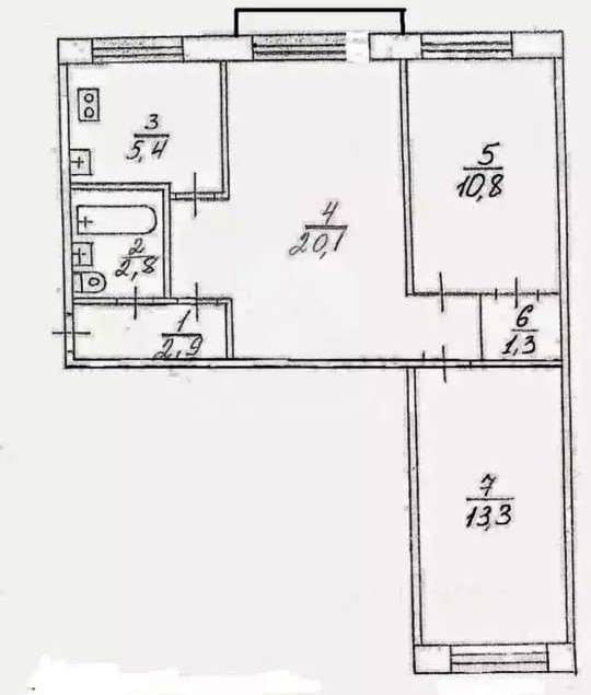 Продаётся 3-комнатная квартира, 57.4 м²