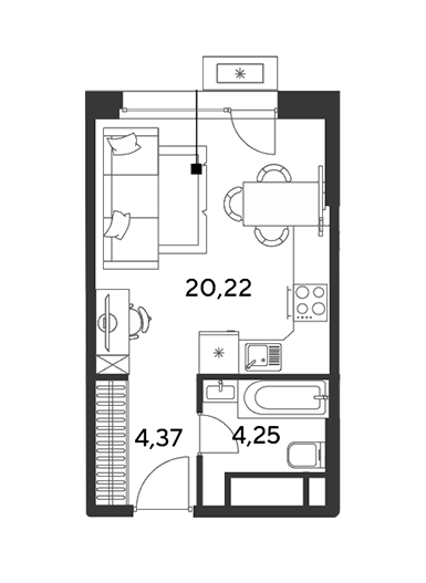 Продаётся студия, 28.85 м²