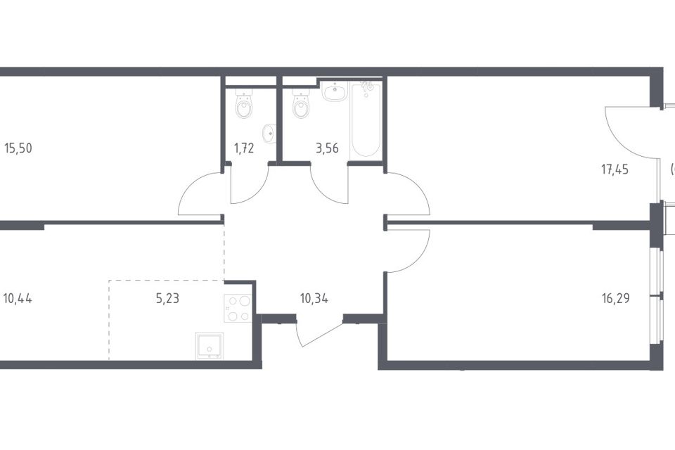 Продаётся 3-комнатная квартира, 81.17 м²