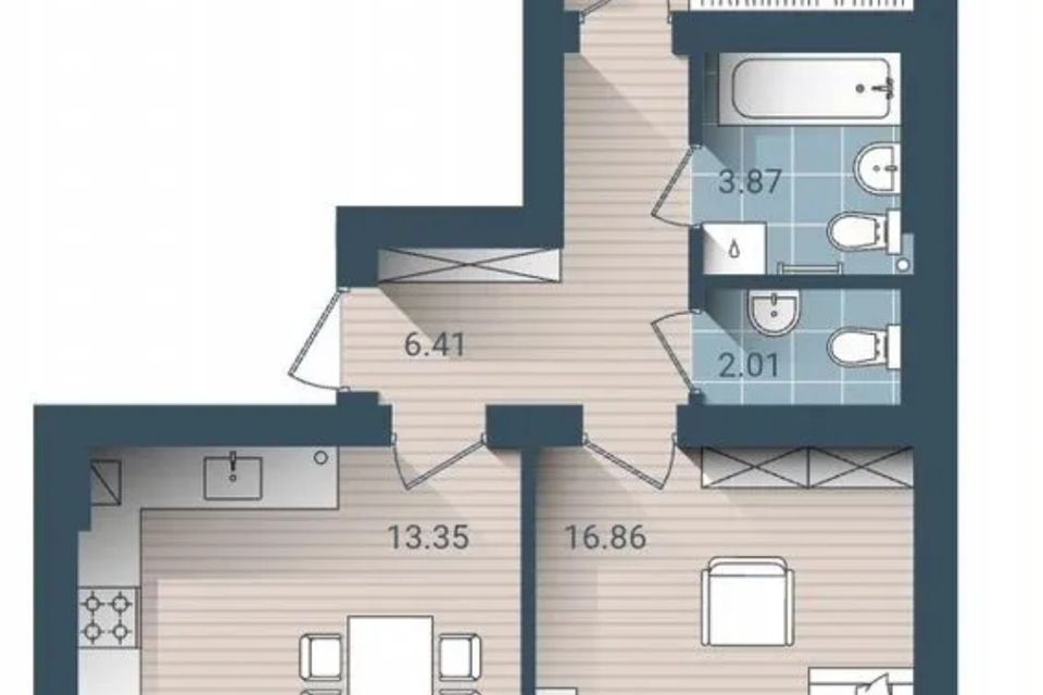 Продаётся 2-комнатная квартира, 60 м²