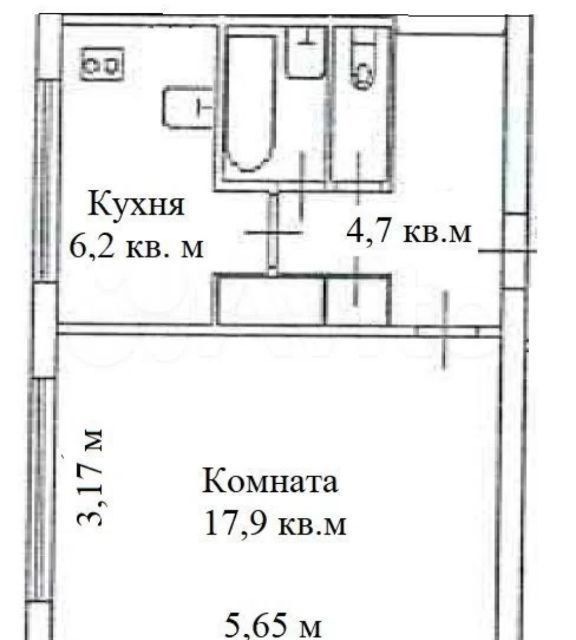 Продаётся 1-комнатная квартира, 32 м²