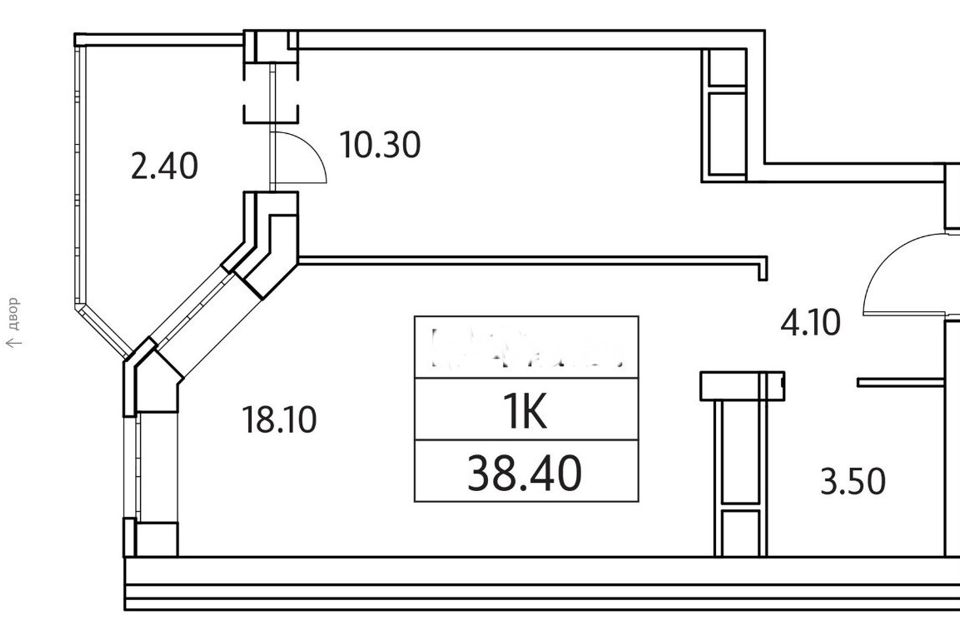 Продаётся 1-комнатная квартира, 38.4 м²