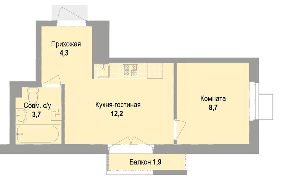 Сдаётся 1-комнатная квартира, 28.9 м²