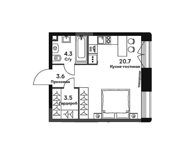 Продаётся студия, 32.1 м²