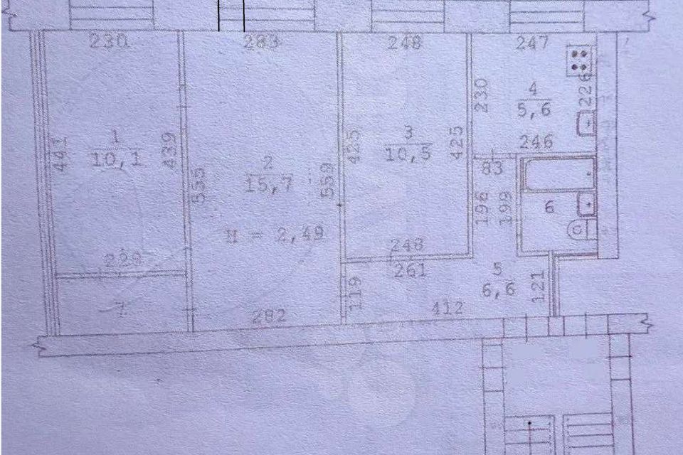 Продаётся 3-комнатная квартира, 53.4 м²