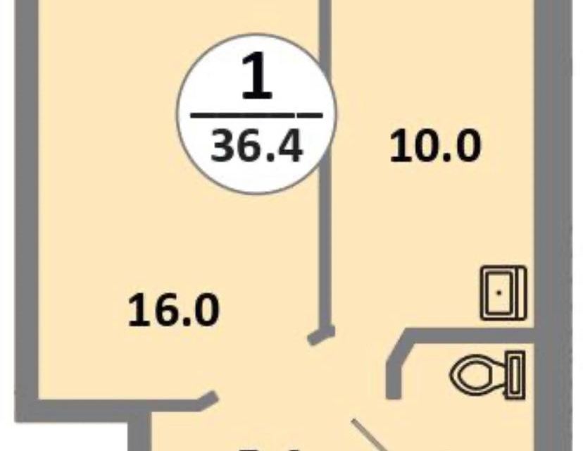 Продаётся 1-комнатная квартира, 36.8 м²