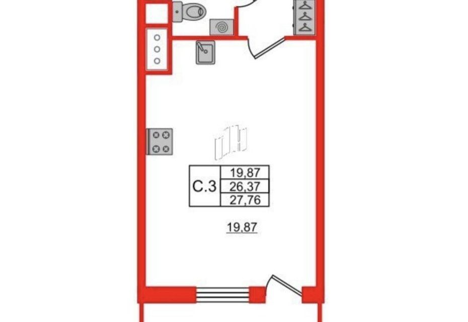 Продаётся студия, 26.3 м²